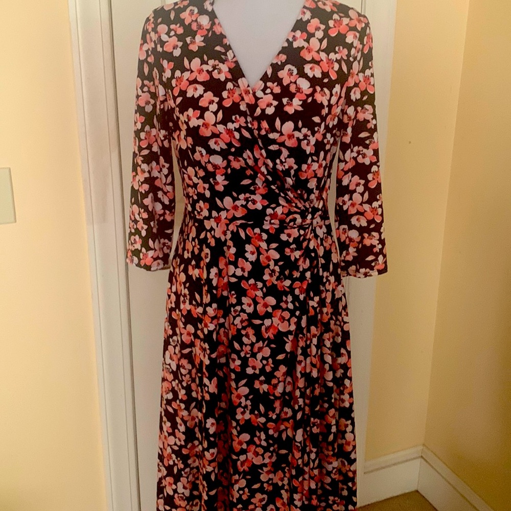 EUC Black Floral dress- M